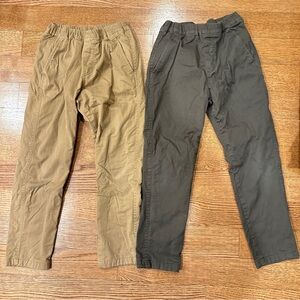 UNIQLO Kids 2 Pairs Stretched Warm Lined Pants Dark Green & Khaki Ages 7-8 (130)